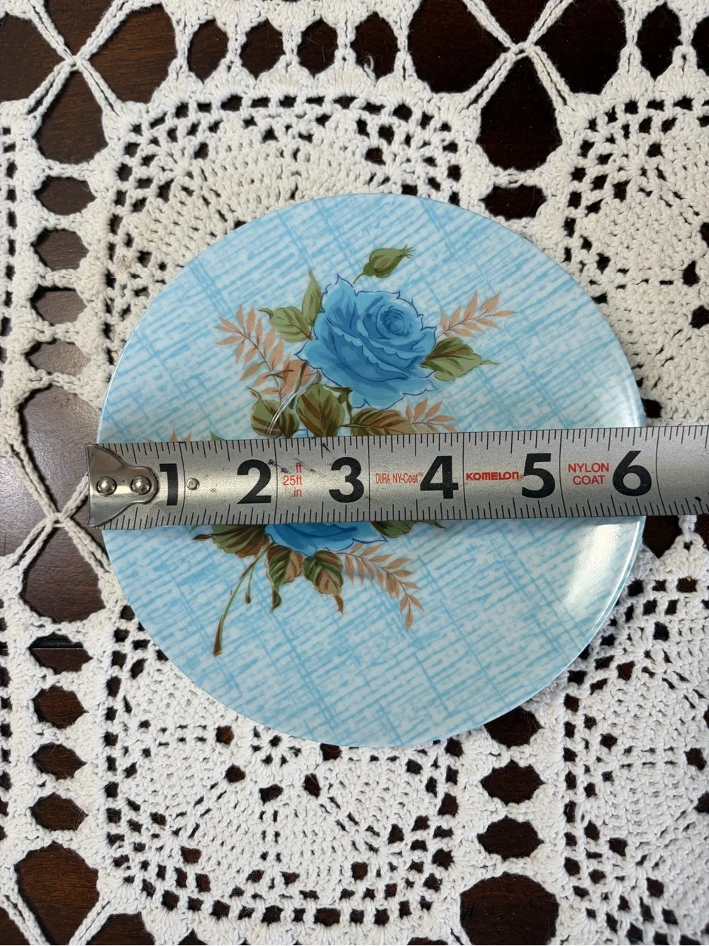 Vintage Retro Melamine Dinnerware Set of 4 Dinner/4 Small Plates Blue Roses
